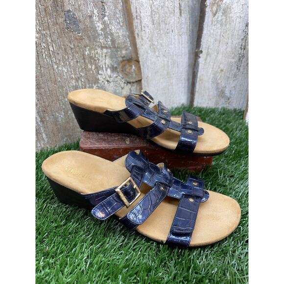 Vionic Triple Strap Wedge Blue Sandals Women's 7 - Picture 3 of 8